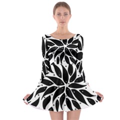 Flower Fish Black Swim Long Sleeve Skater Dress by Mariart