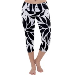 Flower Fish Black Swim Capri Yoga Leggings by Mariart