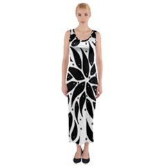 Flower Fish Black Swim Fitted Maxi Dress by Mariart