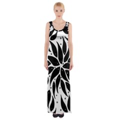 Flower Fish Black Swim Maxi Thigh Split Dress by Mariart