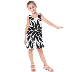 Flower Fish Black Swim Kids  Sleeveless Dress by Mariart