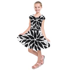 Flower Fish Black Swim Kids  Short Sleeve Dress by Mariart