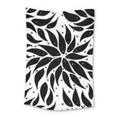 Flower Fish Black Swim Small Tapestry