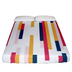 Geometric Line Vertical Rainbow Fitted Sheet (queen Size)