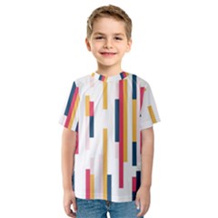 Geometric Line Vertical Rainbow Kids  Sport Mesh Tee