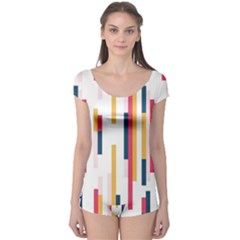 Geometric Line Vertical Rainbow Boyleg Leotard  by Mariart