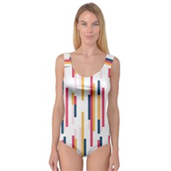 Geometric Line Vertical Rainbow Princess Tank Leotard  by Mariart