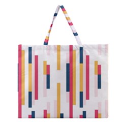 Geometric Line Vertical Rainbow Zipper Large Tote Bag