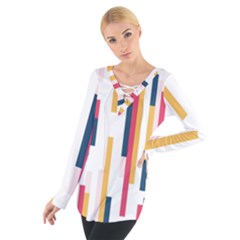 Geometric Line Vertical Rainbow Women s Tie Up Tee