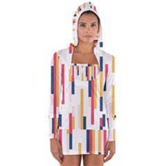 Geometric Line Vertical Rainbow Women s Long Sleeve Hooded T-shirt by Mariart