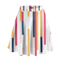 Geometric Line Vertical Rainbow High Waist Skirt by Mariart