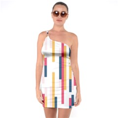 Geometric Line Vertical Rainbow One Soulder Bodycon Dress by Mariart