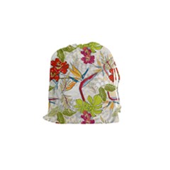 Flower Floral Red Green Tropical Drawstring Pouches (small)  by Mariart