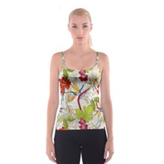 Flower Floral Red Green Tropical Spaghetti Strap Top by Mariart