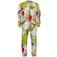 Flower Floral Red Green Tropical Onepiece Jumpsuit (men)  by Mariart