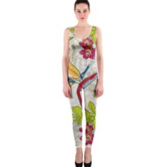 Flower Floral Red Green Tropical Onepiece Catsuit by Mariart