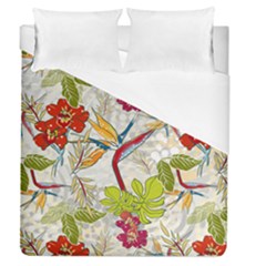 Flower Floral Red Green Tropical Duvet Cover (queen Size)