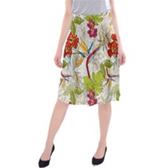 Flower Floral Red Green Tropical Midi Beach Skirt by Mariart