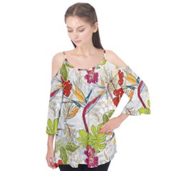 Flower Floral Red Green Tropical Flutter Tees