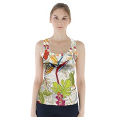 Flower Floral Red Green Tropical Racer Back Sports Top by Mariart