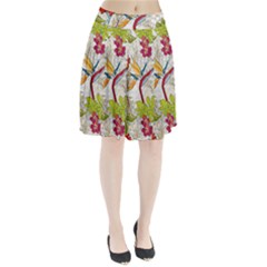 Flower Floral Red Green Tropical Pleated Skirt by Mariart