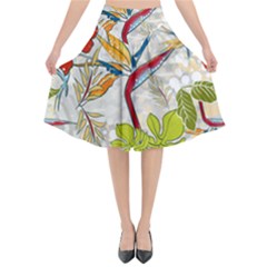 Flower Floral Red Green Tropical Flared Midi Skirt by Mariart