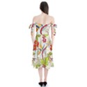 Flower Floral Red Green Tropical Shoulder Tie Bardot Midi Dress View2