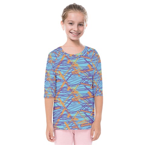 Geometric Line Cable Love Kids  Quarter Sleeve Raglan Tee by Mariart