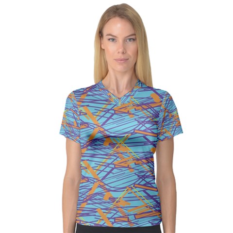 Geometric Line Cable Love Women s V-neck Sport Mesh Tee by Mariart