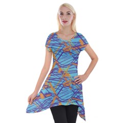 Geometric Line Cable Love Short Sleeve Side Drop Tunic by Mariart