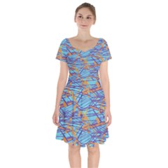 Geometric Line Cable Love Short Sleeve Bardot Dress by Mariart