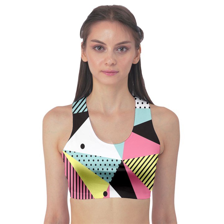 Geometric Polka Triangle Dots Line Sports Bra