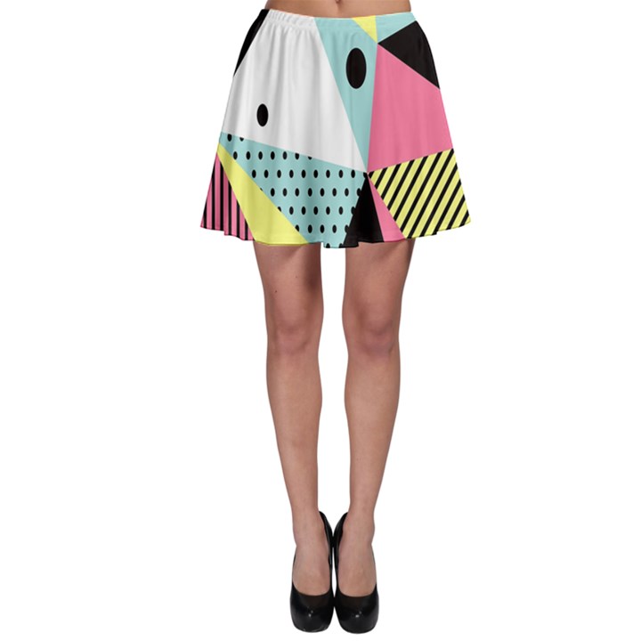 Geometric Polka Triangle Dots Line Skater Skirt