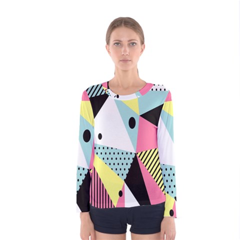 Geometric Polka Triangle Dots Line Women s Long Sleeve Tee by Mariart