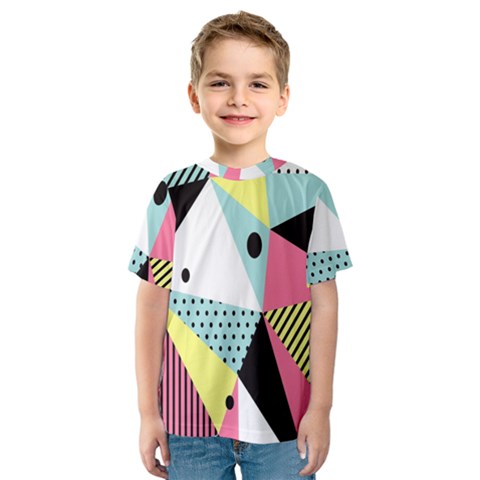 Geometric Polka Triangle Dots Line Kids  Sport Mesh Tee by Mariart