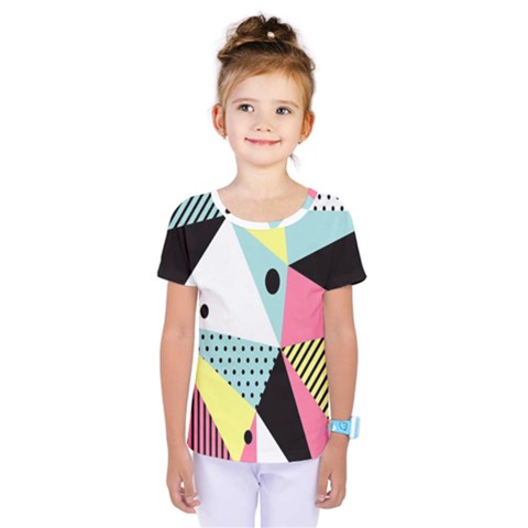 Geometric Polka Triangle Dots Line Kids  One Piece Tee by Mariart