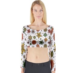 Flower Floral Sunflower Rose Pattern Base Long Sleeve Crop Top