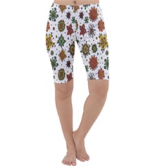 Flower Floral Sunflower Rose Pattern Base Cropped Leggings 