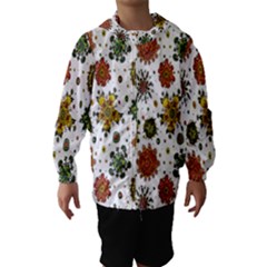 Flower Floral Sunflower Rose Pattern Base Hooded Wind Breaker (kids)