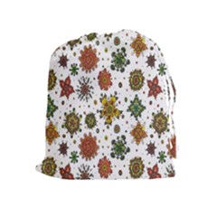 Flower Floral Sunflower Rose Pattern Base Drawstring Pouches (extra Large) by Mariart