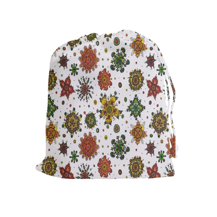 Flower Floral Sunflower Rose Pattern Base Drawstring Pouches (Extra Large)