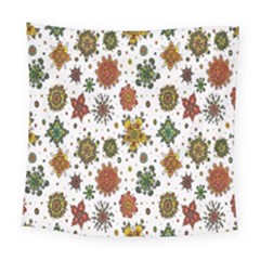 Flower Floral Sunflower Rose Pattern Base Square Tapestry (large) by Mariart