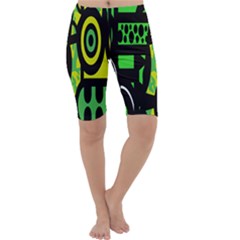 Half Grower Banner Polka Dots Circle Plaid Green Black Yellow Cropped Leggings  by Mariart