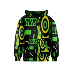 Half Grower Banner Polka Dots Circle Plaid Green Black Yellow Kids  Pullover Hoodie by Mariart