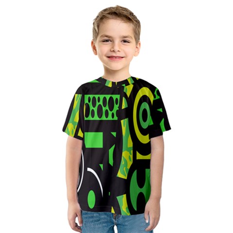 Half Grower Banner Polka Dots Circle Plaid Green Black Yellow Kids  Sport Mesh Tee by Mariart