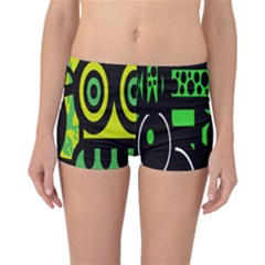 Half Grower Banner Polka Dots Circle Plaid Green Black Yellow Reversible Boyleg Bikini Bottoms