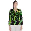 Half Grower Banner Polka Dots Circle Plaid Green Black Yellow Wind Breaker (Women) View1