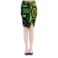 Half Grower Banner Polka Dots Circle Plaid Green Black Yellow Midi Wrap Pencil Skirt