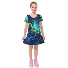 Electricsheep Mathematical Algorithm Displays Fractal Permutations Kids  Short Sleeve Velvet Dress by Mariart