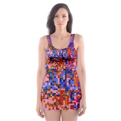 Glitchdrips Shadow Color Fire Skater Dress Swimsuit by Mariart